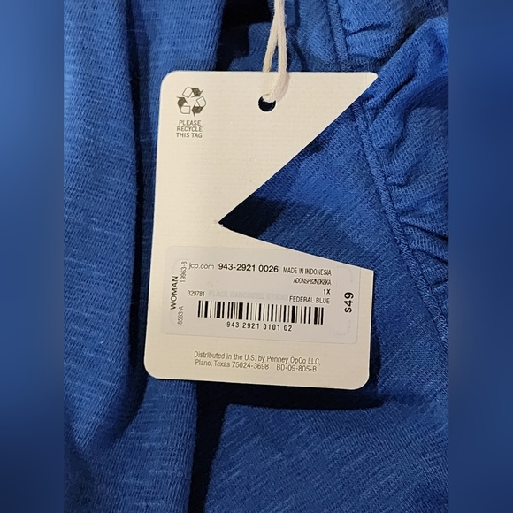 A.N.A atretchy sleevless blue top with ruffles at shoulders Size 1X NEW - Picture 8 of 9